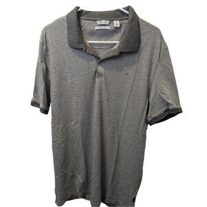 Calvin Klein Men's Liquid Touch XL Gray Stripe Collared Shirt